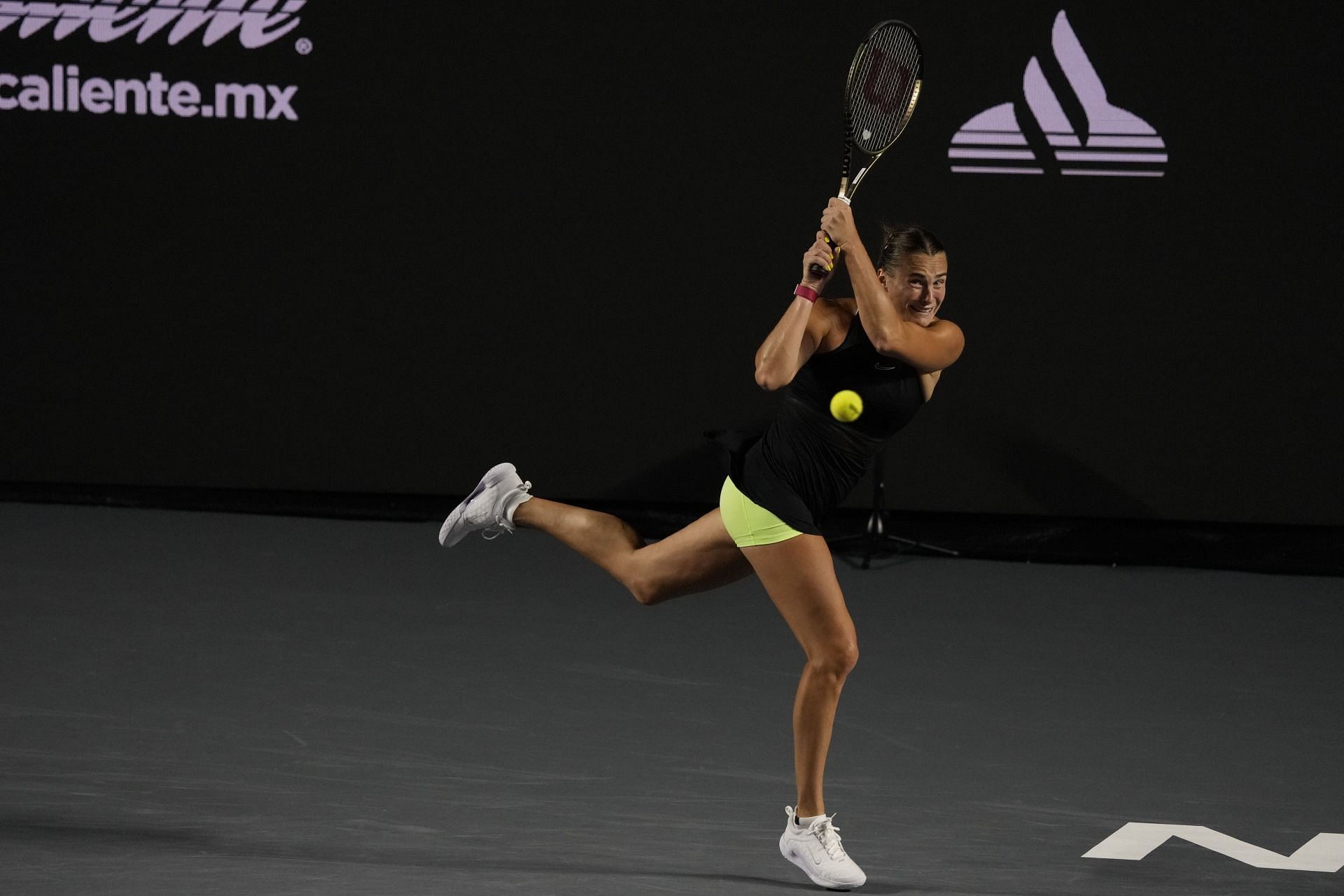 Aryna Sabalenka in action at the 2023 WTA Finals.